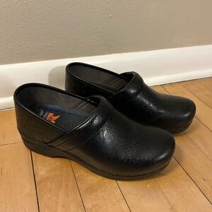Dansko XP  Black Embossed Leather Clogs
